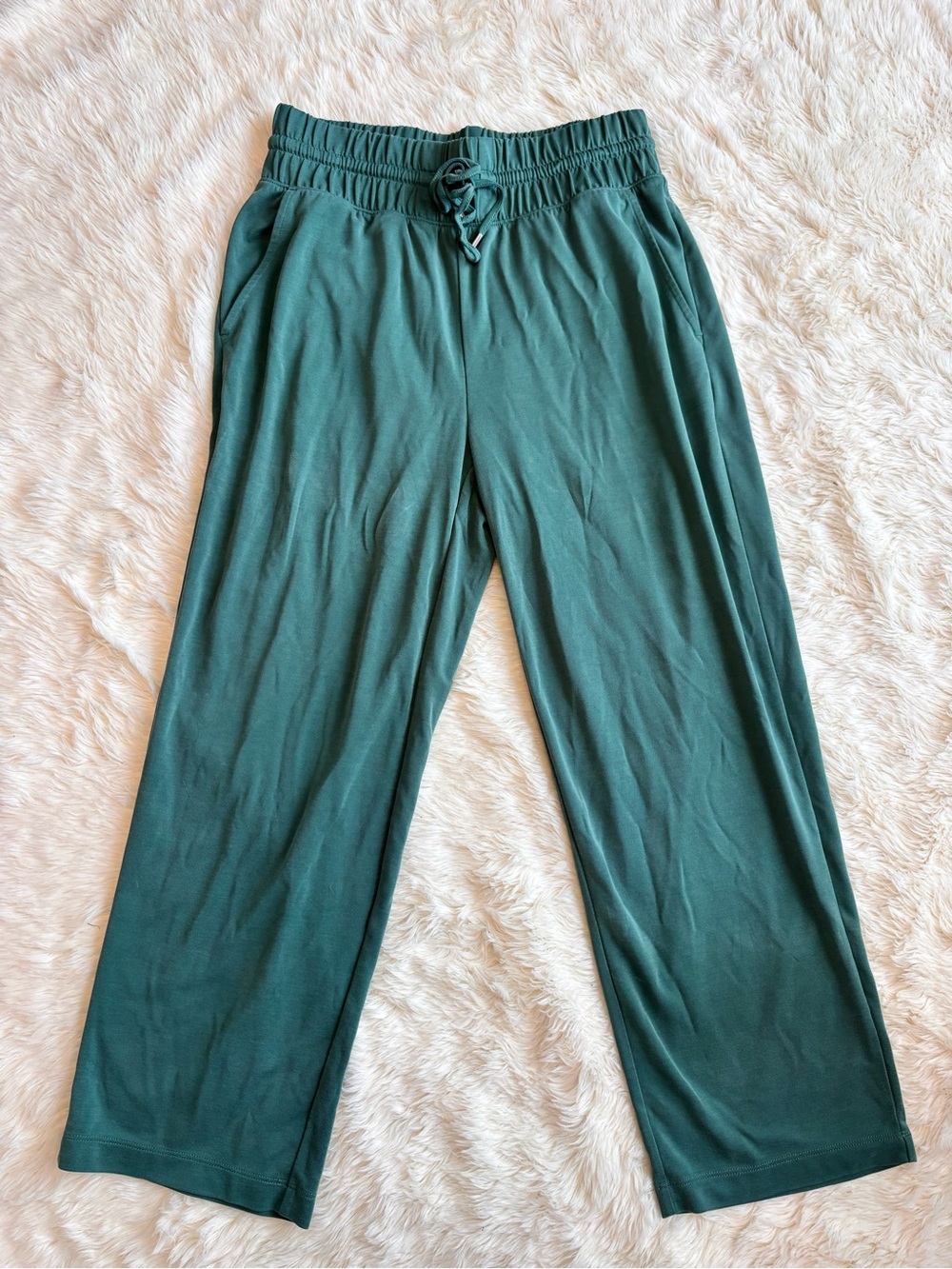 Lou & Grey Green Brushedsoft Drawstring Elastic Waist Wide Leg Lounge Pant Small